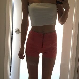 High Waisted Shorts - Coral